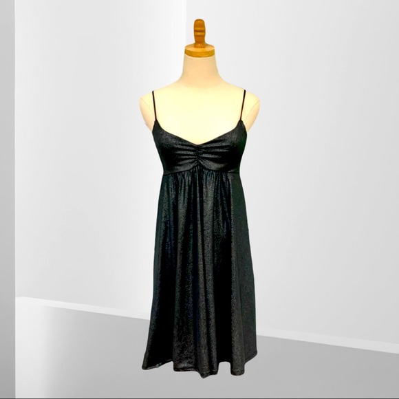 Vintage 90s Sleeveless Metallic Swing Dress - Picture 1 of 11